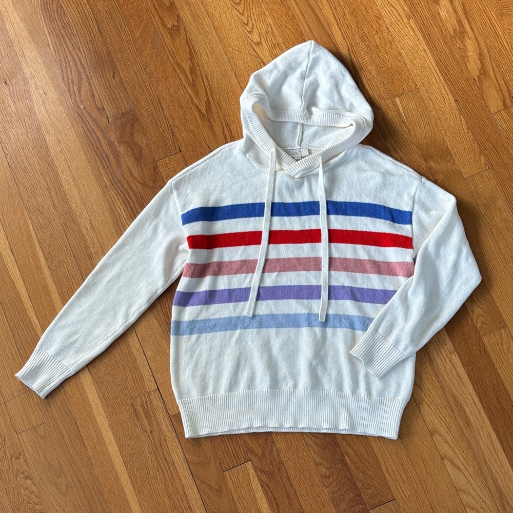 LOFT Multicolor Striped Hoodie Sweater